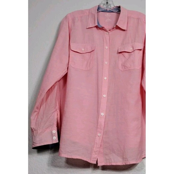 Women’s Pink Shirt Size XL St. John's Bay Button Up 100% Cotton Pocket Front - Picture 5 of 9